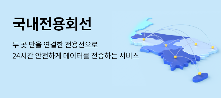 국내전용회선, 두 곳 만을 연결한 전용선으로 24시간 안전하게 데이터를 전송하는 서비스