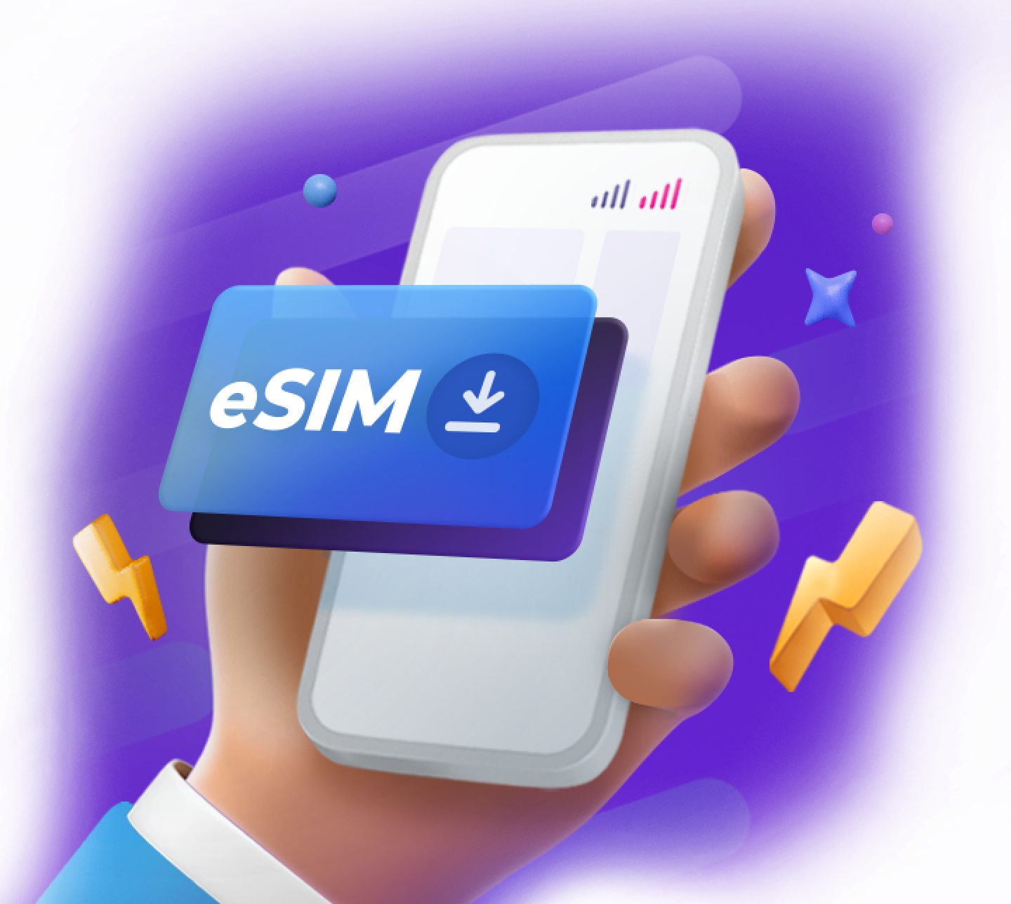 eSIM 가입이 가능한 자급제폰, 중고폰 등 듀얼심 휴대폰이 있다면 eSIM만 가입신청하세요!  배경이미지