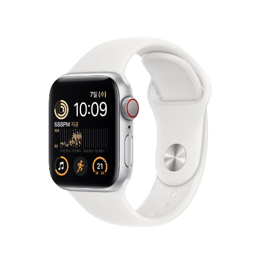 첫번째 Apple Watch SE2_알루미늄밴드_40 단말 실버 전면 이미지
