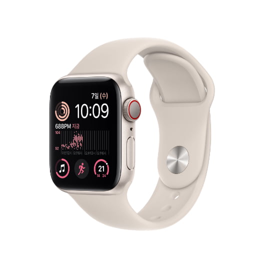  첫번째 Apple Watch SE2_알루미늄밴드_40 단말 화이트 전면 이미지