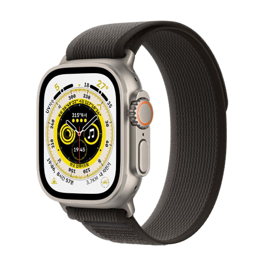 첫번째 Apple Watch Ultra_트레일루프_49 단말 블랙/그레이 좌측 사선 이미지
