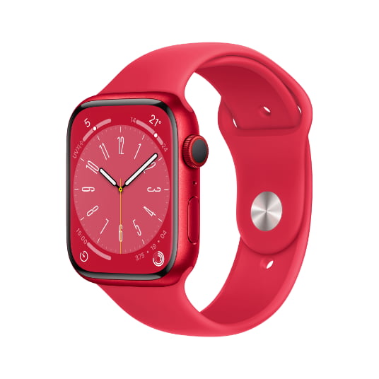 첫번째 Apple Watch Series8_스탠_스포츠밴드_41 단말 (PRODUCT)RED 좌측 사선 이미지