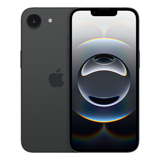 iPhone16E 블랙 컬러 후면/ 전면 겹쳐진 이미지